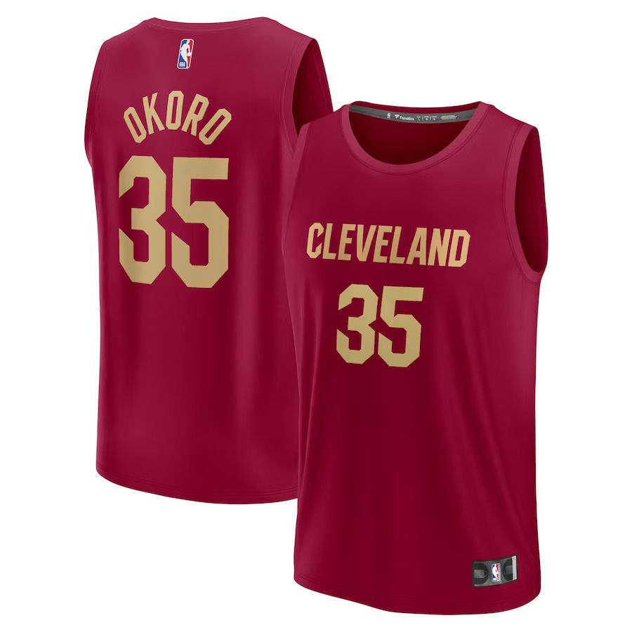 Men Cleveland Cavaliers #35 Isaac Okoro Fanatics Branded Wine 2022-23 Fast Break Replica NBA Jersey